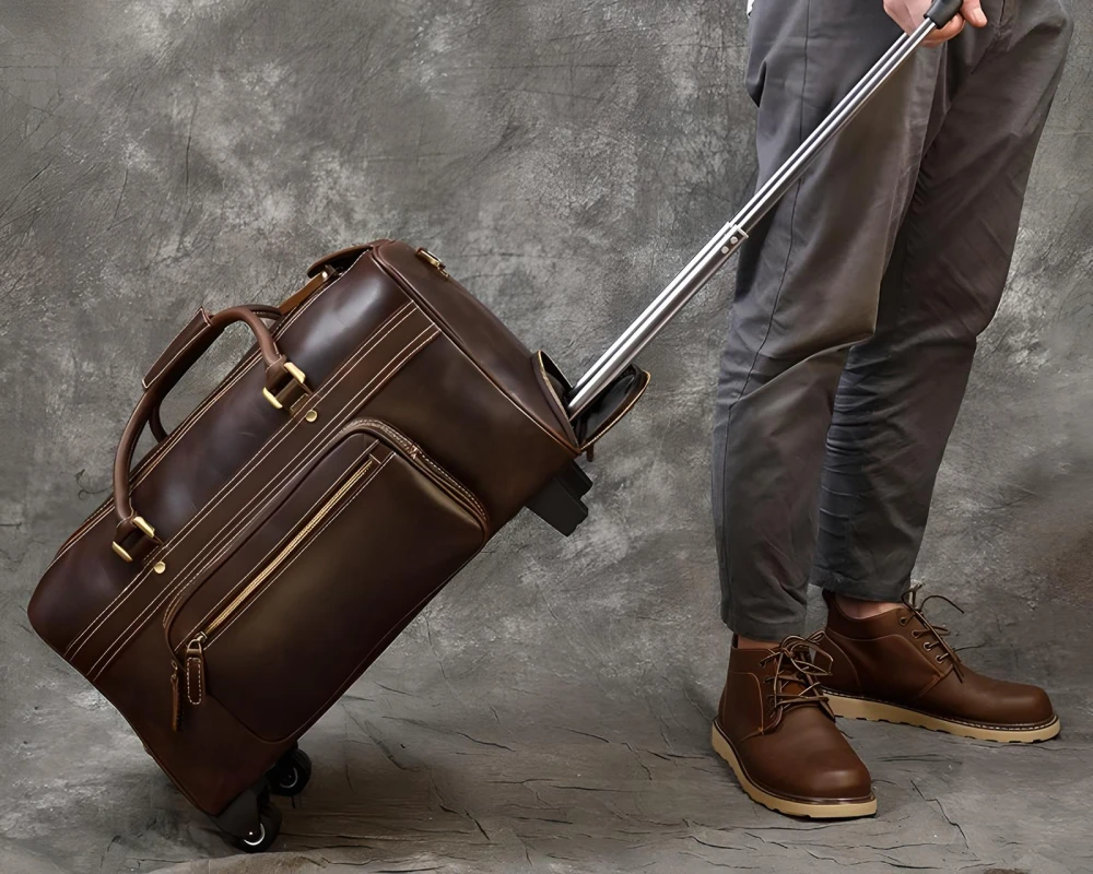 leather carry on luggage bag