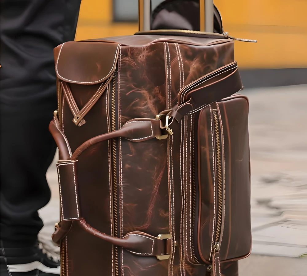 retro luggage with wheels