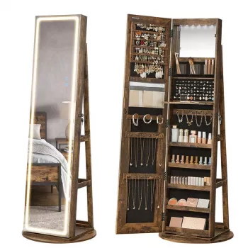 Lockable LED Mirror Jewelry Cabinet for Brighter Routines