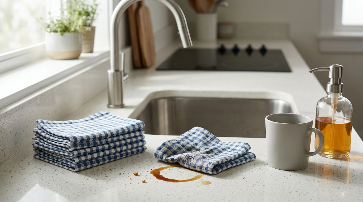 Checkered Kitchen Cloths: Absorbent, Reusable Cleanup