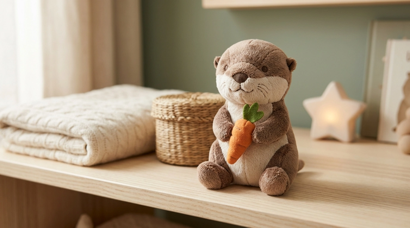 Pocket Baby Otter Plush with Removable Carrot Charm